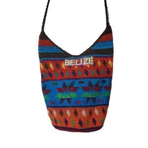 Mochila Crossbody Multicolor Crochet Bag Boho Bucket Handbag